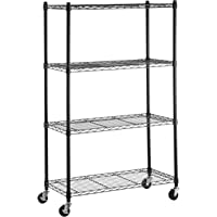 AmazonBasics - Estantería de 4 baldas- con ruedas - Negro